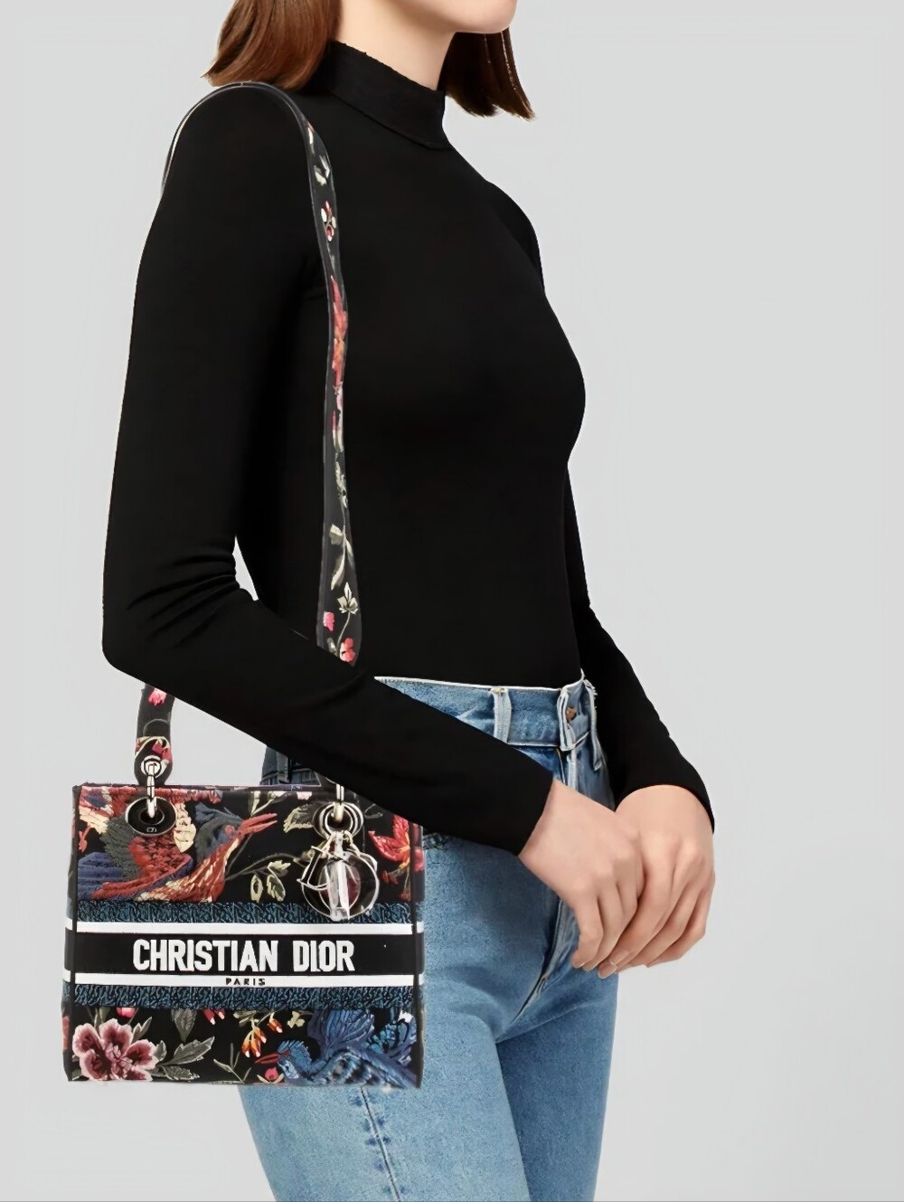 Dior Black Multicolor Floral Crossbody Bag